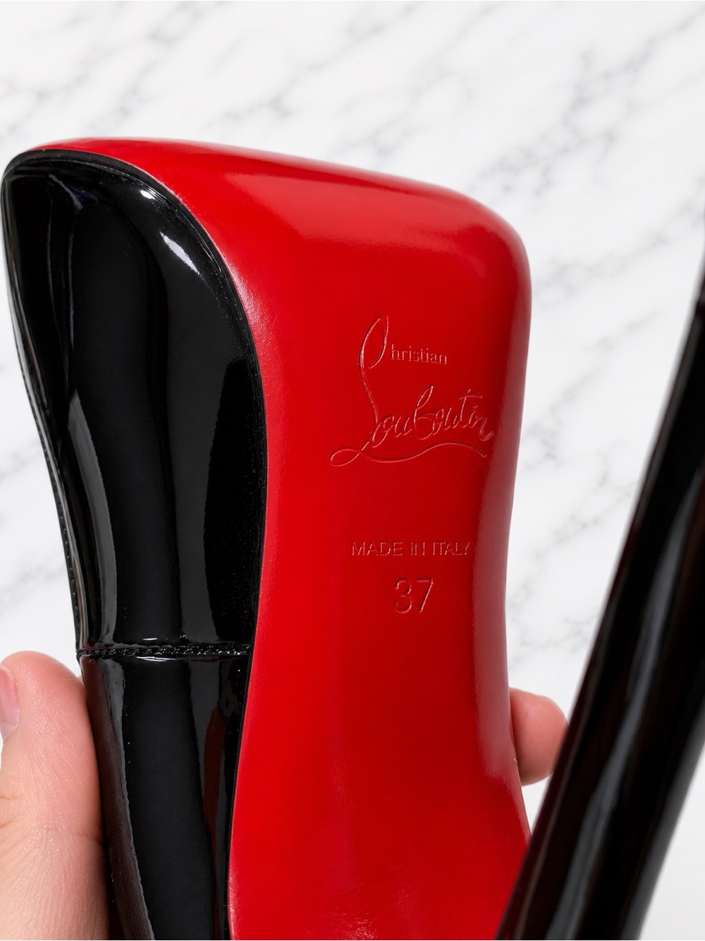 Christian Louboutin Pigalle Black Patent Leather Pointed-Toe Stilettos Heels 37 - Picture 11 of 15